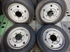 4本価格★パT6433■185/70R15.5 106/104L LT DUNLOP SPLT02 TOPY 6J 6H PCD170★条件付送料無料★地山 小型 トラック ホイールセット 冬