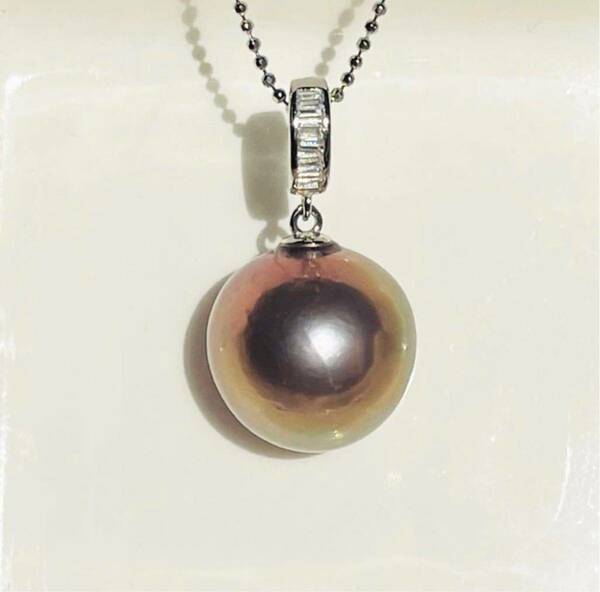 【超希少】14.8mm 大粒本真珠　パールネックレス 無調色 珍しいメタリックカラー