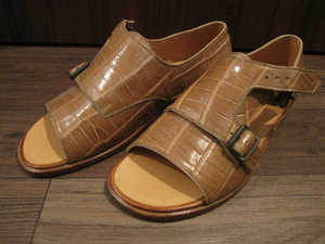 [ unused goods ]F.lli Giacomettif Latte li*jakometi real crocodile double monk sandals FG332 size 42