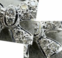 k18WG 天然 ダイヤモンド 0.20ct ダイヤ リボン ネックレス_画像9