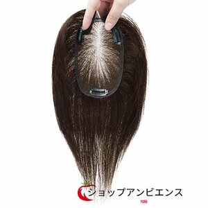 高品質★ メッシュ構造 ベース 人毛100％ ヘアピース 25ｃｍ 部分ウィッグ トップカバー 薄毛 白髪隠し 脱毛症隠し ベース9×14ｃｍ ブラウ