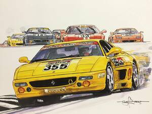 【正規品 絶版】Bowイラスト フェラーリ F355 チャレンジ カーマガジン 231 Ferrari F355 Challenge アンティーク クラシックカー 旧車 絵