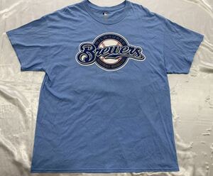 【送料無料 値下げ交渉歓迎】MLBミルウォーキーブルワーズ ジョナサンルクロイ 公式半袖Tシャツ XLサイズ 古着 メジャー アメリカ 青 水色