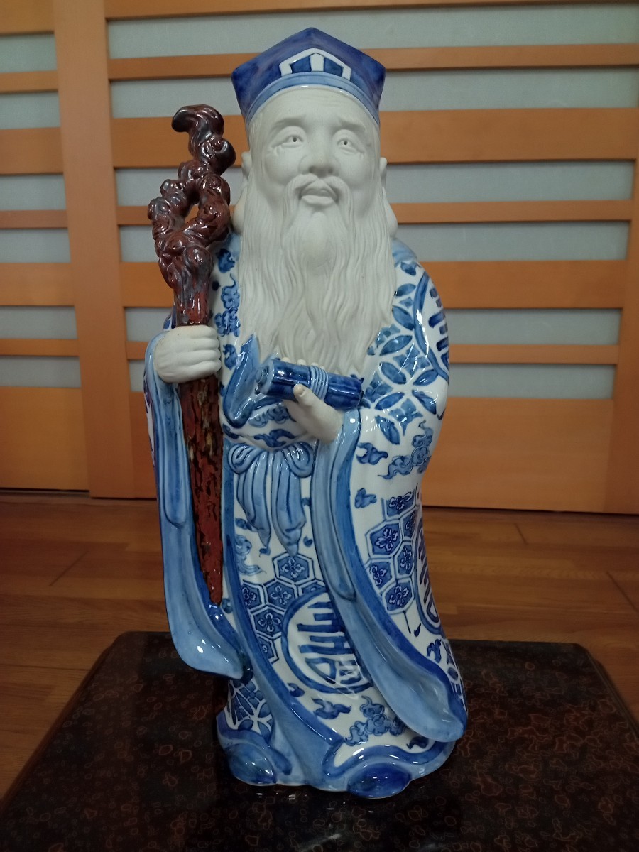 1162 希少 九谷焼 寿老人 置物 時代物｜置物