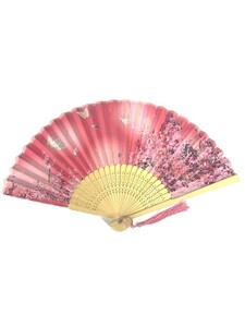  good buy silk & bamboo silk bamboo fan pi-chi gradation × flower & butterfly flower chou
