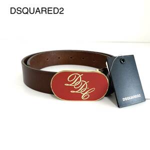 極美品 DSQUARED2 ディースクエアード ゴールドバックル ベルト 茶　レディースベルト