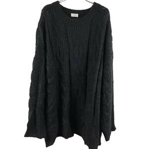 Celine(セリーヌ) Boxy Aran Sweater Crew Neck Mohair Knit 22AW (black)