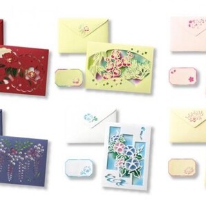 ◆和の花が咲き誇る美しい切り絵のお便り◆キット◆全6種類セット◆封筒◆カード