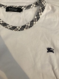 メンズ BURBERRY BLACK LABEL シャツ 白 半袖 2 M バーバリー ブラックレーベル 三陽商会 クレストブリッジ チェック Tシャツ 46