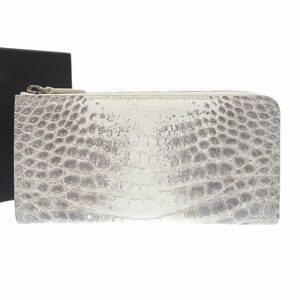 [ genuine article guarantee ] box attaching super-beauty goods L character fastener long wallet crocodile himalaya white gray MH 746 No-brand No brand