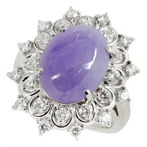 [Подлинная гарантия] Натуральное кольцо кольца Jadate Ring Ring Pt900 Lavender HSEUI 7,13CT Diamond 0,78CT № 11 Нет бренда