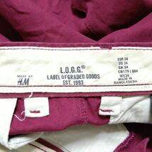 【H&M】エイチアンドエム L.O.G.G.スリムフィット チノパン パンツ LABEL OF GRADED GOODSワインレッド赤紫 メンズ サイズ34インチ/11075w_画像9