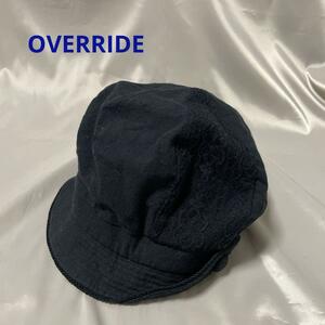 OVERRIDE 黒 ハット キャスケット風 帽子 キャップ 57cm