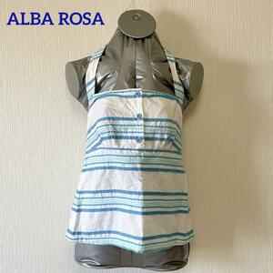 ALBA ROSA white ground light blue border holder neck tops tunic 