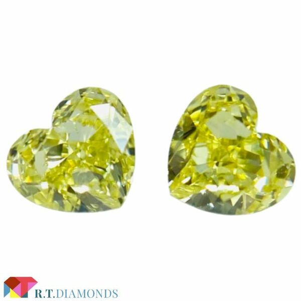 FANCY INTENSE YELLOW 0.116ct＆0.108ct/HS/RT2276/CGL