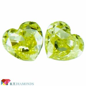 FANCY INTENSE YELLOW 0.102ct＆0.114ct/HS/RT2179/CGL