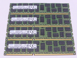 メモリ サーバーパソコン用 低電圧 1.35V Samsung PC3L-12800R(DDR3L-1600R) ECC Registered 16GBx4枚 合計64GB 起動確認済みです①