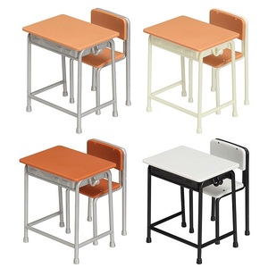 ガシャプラQ 1/12 スケール 学校の教室 全4種 セット A B C D　ライトブラウン ダークブラウン シルバー ホワイト ブラック 机 椅子