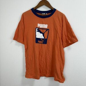 PUMA プーマ キッズ 男児 男の子 ボーイズ 半袖 Tシャツ トップス 160サイズ オレンジ ネイビー フロントロゴプリント コットン100% 丸首