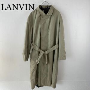 LANVIN ランバン ロングコート チェック柄ライナー付 カーキ系 H50-26サイズ