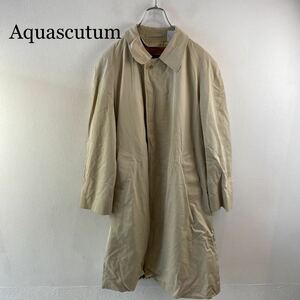 Aquascutum アクアスキュータム ステンカラーコート ベージュ系 内側チェック柄 ライナー付き