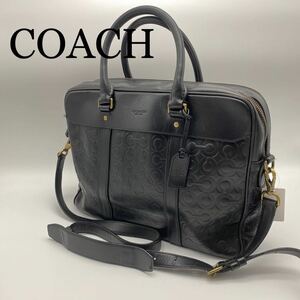 COACH コーチ ブリーフケース ビジネスバッグ 書類鞄 2way レザー オプアート ブラック