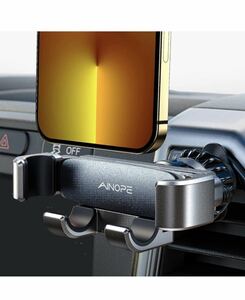 AINOPEスマホホルダー 車載ホルダー 重力式 エアコン吹き出し口 片手操作 回転可能 4-7インチ全機種対応　ブラック　C６