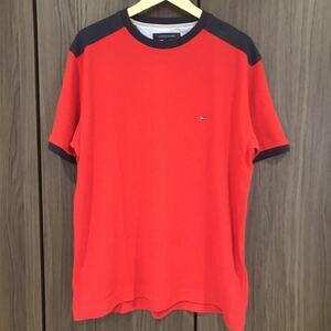 ¥美品¥ トミーヒルフィガー TOMMYHILFIGER 半袖Tシャツ レッド Lサイズ ビックサイズ アメカジ ゴルフ おしゃれ