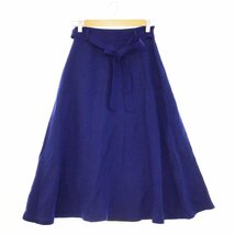 ★美品 Ballsey ボールジー トゥモローランド レーヨンリネン ベルテッドフレアスカート レディース34 ブルー11-05-92-05337 1BA/88808_画像1