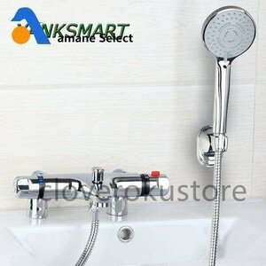 YANKSMARTブラス浴室サーモスタット水栓デッキの取付け洗面所シャワーバルブバスタブミキサータップ