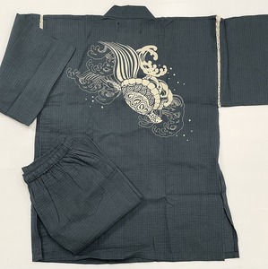 [ Edo ..] with translation half-price and downward!... weave jinbei cotton 100%.. wave turtle navy blue M