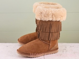 MK482◆オーストリア製 ORIGINAL UGG ビンテージ ムートンブーツ 良い味 茶 ブラウン レディース 24cmくらい