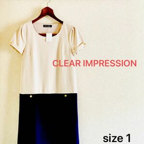 【新品】CLEAR IMPRESSION クリアインプレッション　半袖ワンピース　 ドッキングワンピース　チュニックワンピース