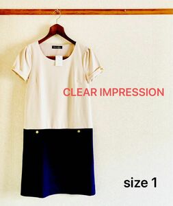 【新品】CLEAR IMPRESSION クリアインプレッション　半袖ワンピース　 ドッキングワンピース　チュニックワンピース