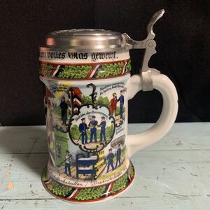 RESERVE HAT RUH 昭和レトロ GERMANY ヴィンテージ ビアグラス ドイツ ジョッキ レア 蓋付きビールジョッキ　(8211)