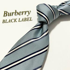 【美品】BURBERRY BLACK LABEL バーバリーブラックレーベル ネクタイ レジメンタルストライプ柄 ホースロゴ ノバチェック 高級 ジャカード