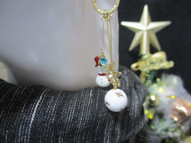 귀걸이 크리스마스 이벤트 오리지널 디자인 신품미사용 한정판 눈사람 눈덩이 달 크리스탈 사진 상세정보 참조 94, 수공, 액세서리(여성용), 귀걸이, 귀걸이
