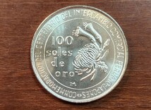 記念 銀貨 1873-1973年 日本 ペルー 修好100年 100 soles de oro 100ソル 銀製 コイン 記念硬貨　メダル 古銭 大型銀貨 保管品_画像2