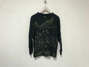 本物ボルコムVOLCOMコットンプリント長袖TシャツロンTメンズミリタリーワークサーフアメカジストリートスケーター黒ブラックLメキシコ製