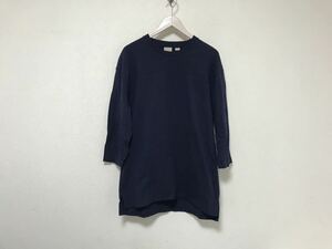 本物グッドウェアGoodwearコットン7部丈デカ長袖TシャツロンTメンズアメカジミリタリーサーフビジネススーツ紺ネイビーXL