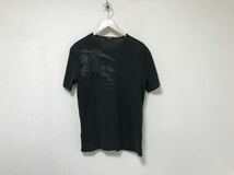 本物バーバリーブラックレーベルBURBERRY BLACK LABELコットンプリント半袖TシャツメンズサーフアメカジミリタリースーツビジネスL黒3_画像1