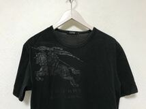 本物バーバリーブラックレーベルBURBERRY BLACK LABELコットンプリント半袖TシャツメンズサーフアメカジミリタリースーツビジネスL黒3_画像2