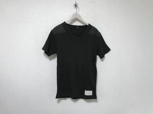 本物アヴィレックスAVIREXコットンVネック半袖Tシャツメンズアメカジサーフミリタリービジネススーツワーク茶ブラウンXL