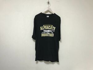 本物アルファインダストリーズALPHAコットン　プリントデカビッグ半袖Tシャツメンズアメカジサーフミリタリーストリートビジネスワーク黒XL