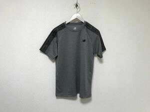 新品同様本物ニューバランスNEWBALANCEロゴ刺繍半袖TシャツメンズサーフアメカジミリタリービジネススーツスポーツMグレー