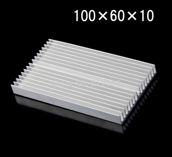 アルミ ヒートシンク 100mm×60mm×10mm 送料無料(空冷 冷却 放熱器 放熱板 伝熱 ラジエーター クーラー クーリング