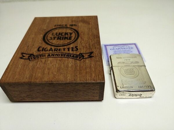 Zippo LUCKY STRIKE/ラッキーストライク 125周年記念/125個限定シリアル入 スターリングシルバー/96年製