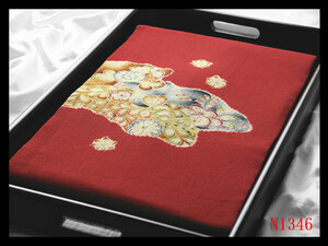 Art hand Auction [N1346] Hermoso crepe cuidadosamente seleccionado, teñido Yuzen pintado a mano, Cresta de Tsujigahana, Tierra de color suho, rico en elegancia, arte de alta calidad de seda pura Nagoya obi ◇ Inspección ◇ Bolsa de kimono con horquilla obi Nagoya obijime, banda, Obi de Nagoya, A medida