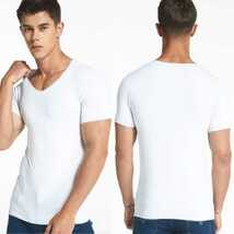 インナーシャツ アンダーシャツ 半袖　アイスシルクシャツ メンズシャツ Tシャツ 男性肌着 ひんやりシャツ Vネック 半袖下着 男性下着_画像6