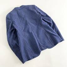 48il2《美品》ESCADA エスカーダ ストライプ1Bサマーテーラードジャケット サイズ40 ブルー レディース ブレザー 羽織 上着 シルク混_画像2